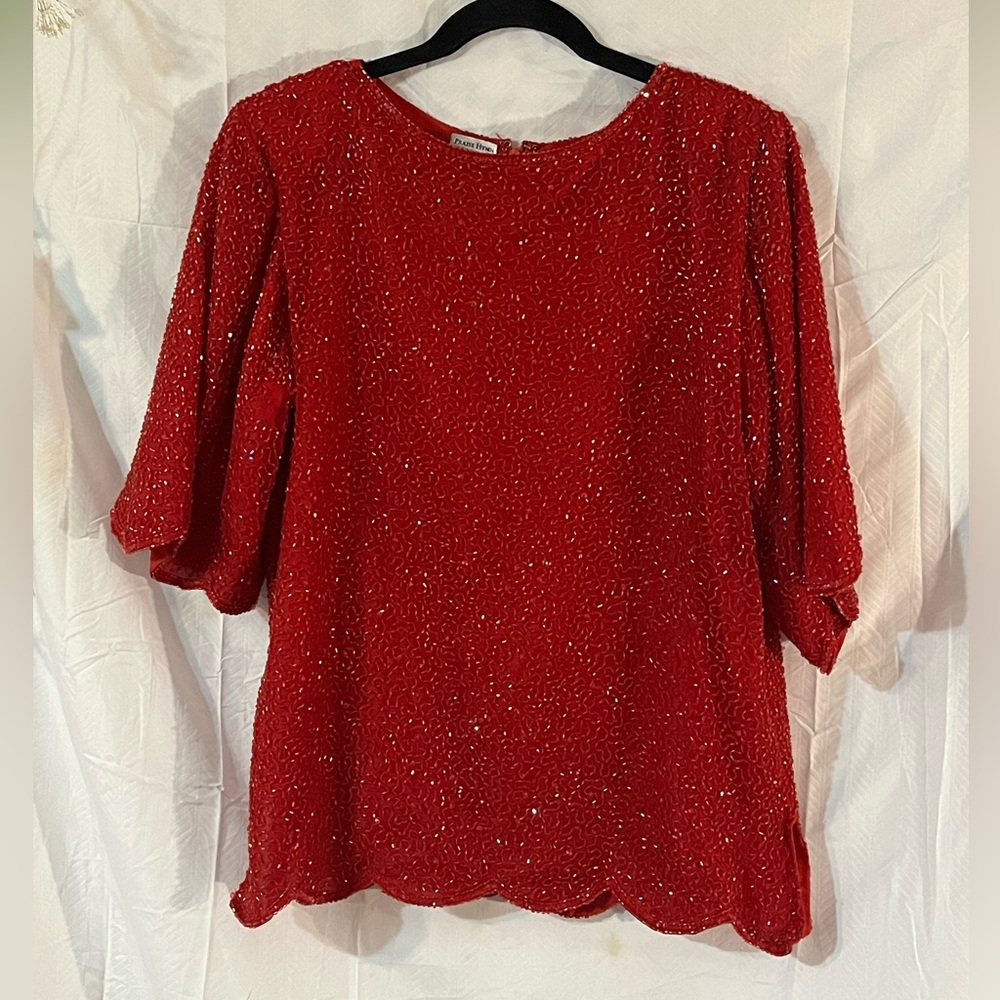 Praise Hymn red beaded top
